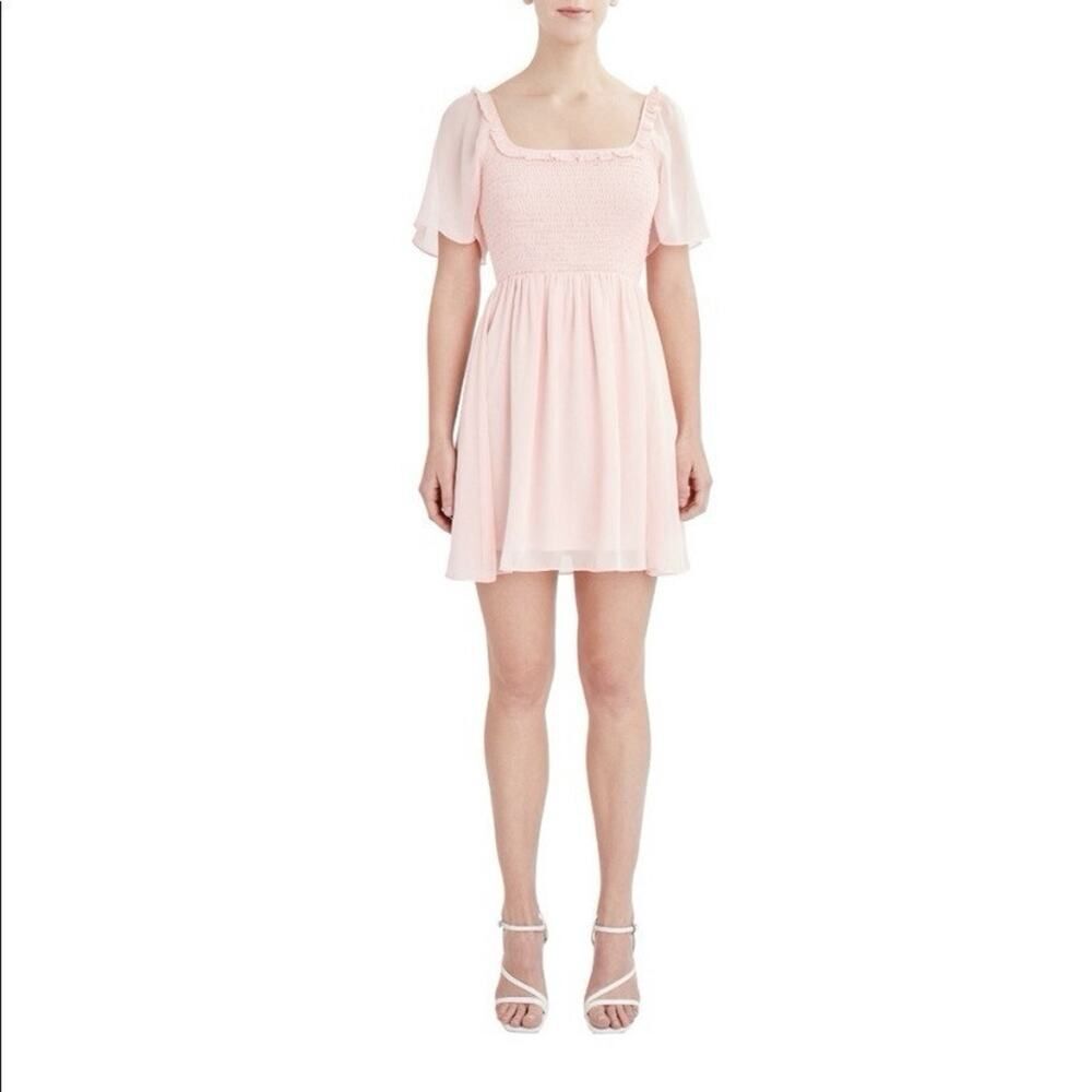 Bcbg Paris Smocked Mini Dress Pink Size XXL (20)